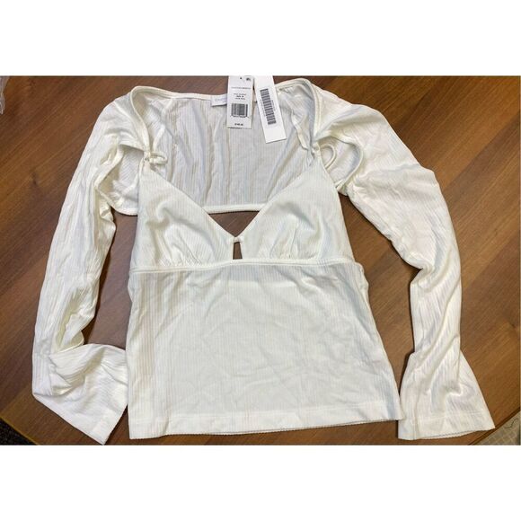 Jonathan Simkhai NWT Dakota Ribbed Cutout Top in White Size M - Picture 4 of 8